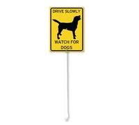 Geroclonup Dog Yard Sign Drive Slowly Watch For Dogs Sign with Stake Rustproof Aluminum Metal Yard Sign Fade Resistant Lawn Sign for Outdoor 11.5x15cm