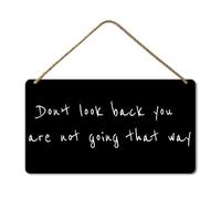 Geroclonup Don't Look Back, You're Not Going That Way Sign Inspirational Wood Signs Positive Decor Sign Farmhouse Home Decor 15x30cm