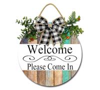 Geroclonup Door Sign Welcome Please Come In Signs for Front Door Porch Decor Sign, Rustic Wooden Door Hangers Front Door Outdoor Hanging for Home Outdoor Indoor 28cm