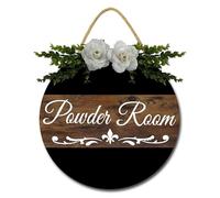 Geroclonup Door Wooden Signs Rustic Hanging Sign Powder Room Sign Vintage Wooden Bathroom Decoration Farmhouse Wall Decor for Home Sign Door Housewarming 30cm