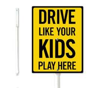 Geroclonup Drive Like Your Kids Play Here Sign with Stake 20x30cm Rustproof Aluminum Lawn Signs Slow Down Yard Sign for Outdoor Use Easy to Install
