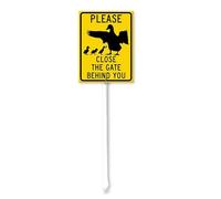 Geroclonup Duck Sign Please Close The Gate Behind You Sign with Stake 20x30cm Yard Sign Aluminum Outdoor Decoration Sign Rustproof Sturdy Aluminum Sign for Outdoor Use Easy Install Set of 1