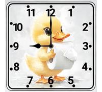 Geroclonup Duck Wall Clock Bathroom Wall Art 25cm Battery Operated Non-Ticking Wall Clock Decorative Battery Operated Toilet Wall Clocks for Home Washroom