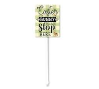 Geroclonup Easter Bunny Please Stop Here Yard Sign with Stake 11.5X15cm Easter Day Decoration Aluminum Sign Easter Waterproof Lawn Sign Easter Day Yard Sign Lawn Decorations for Outdoor - Green
