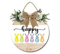 Geroclonup Easter Door Sign Happy Easter Door Sign, Wooden Easter Bunny Door Hanging Sign, Easter Door Wreath Sign for Spring Wall Home Farmhouse 28cm
