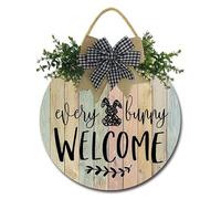 Geroclonup Every Bunny Welcome Sign for Front Door Easter Front Door Sign Bunny Wooden Welcome Hanger Sign for Farmhouse Easter Day Home Window Wall Indoor Outdoor Decor 28cm