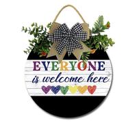 Geroclonup Everyone Is Welcome Here Sign,Rainbow Wreath Sign,Classroom Welcome Door Sign,LGBT Pride Decorations,Rainbow Wreath Decor for Classroom,Counselor Office,Home 30cm