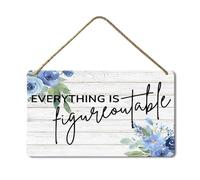 Geroclonup Everything is Figureoutable Sign 20x30cm Wooden Wall Decor Wood Plaque Rustic Farmhouse Home Decor for Wall Porch Front Door Decor