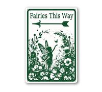 Geroclonup Fairy Sign Garden Sign Left Arrow Fairies This Way Sign 30x40cm Rust Free Sturdy Aluminum Sign Funny Decor Weather Resistant Metal Signs for Indoor Outdoor Use Easy to Install
