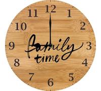 Geroclonup Family time Family Theme Wooden Clock Battery Operated Silent Non-Ticking Clocks for Living Room Kitchen Bedroom Man Cave Garage 25CM