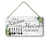 Geroclonup Farmhouse Kitchen Sign - The Heart of The Home Rustic Funny Wall Decor for Dining Room, Housewarming, New House 15x30cm