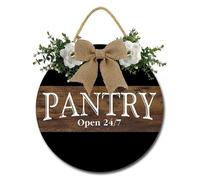 Geroclonup Farmhouse Pantry Signs Rustic Pantry Room Decor Pantry Open 24/7 Sign Pantry Wood Sign Farmhouse Kitchen Wall Sign for Home Restaurant Coffee Shop 28cm
