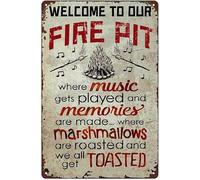 Geroclonup Fire Pit Signs, Family Gifts, Backyard Decor, Outdoor Decor, Housewarming Gifts, Patio, Garden, Pool, Bar & Grill, BBQ - Where Music Gets Played And Memories Are Made Camping, 20x30cm