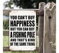 Geroclonup Fishing Signs Fishing Gear and Equipment - You Can't Buy Happiness But You Can Buy a Fishing Pole - Vintage Fishing Decor Cabin Decor Man Cave Sign-30x40cm Fishing Sign