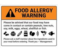 Geroclonup Food Allergy Warning Symbols Sign Metal Tin Sign Caution Danger Safety Security Warning Notice Signs 30x40cm -Metal Sign