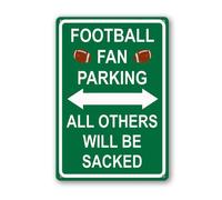 Geroclonup Football Fan Parking All Others Will Be Sacked Sign 20x30cm Sturdy Aluminum Signs Rust Free Outdoor Funny Football Sign for Home Porch Farm Backyard Garden Decor