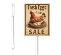 Geroclonup Fresh Eggs For Sale Yard Sign 17.5x22cm Sturdy Aluminum Yard Signs Rust Free Garden Decorations Rustproof Standing Lawn Sign for Outdoor Decor Funny Signs Chicken Coop Decor