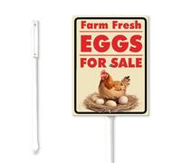 Geroclonup Fresh Eggs for Sale Yard Sign with Stake Eggs for Sale Sign Farm Sign Outdoor Yard Sign Rustproof Aluminum Sign Fade Resistant Lawn Decoration for Outdoor Garden Lawn 20x30cm