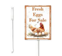 Geroclonup Fresh Eggs for Sale Yard Sign with Stakes 11.5x15cm Sturdy Aluminum Yard Sign Eggs for Sale Sign Farm Fresh Sign for Street Lawn Neighborhoods