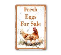 Geroclonup Fresh Eggs Sign Rustic Egg Sign Chicken Eggs Sign Chicken Coop Sign Sign Chickens Chicken Lover Chicken Egg Sale Farm Sign Farm 20x30cm Aluminum Sign