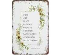 Geroclonup Fruit of The Spirit Bible Verse Metal Wall Art, Metal Signs for Decor Vintage Wall Decor, Vintage Tin Sign Posters Coffee Funky Decor, Bar Signs for Home Bar Bible Verse Sign-20x30cm