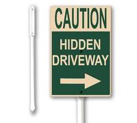 Geroclonup Funny Caution Hidden Driveway With Right Arrow Yard Sign with Stakes 20x30cm, Sturdy Aluminum Yard Signs Rust Free, Outdoor Lawn Yard Sign, Easy to Install