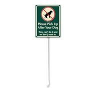 Geroclonup Funny Dog Poop Sign Please Pick Up After Your Dog They Can't Do It And We Don't Want To Yard Sign with Stake -17.5x22cm Rustproof Aluminum Sign Outdoor Aluminum Sign for Lawn