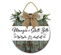 Geroclonup Funny Kitchen Sign Mangia E Statti Zitto Sign Farmhouse Style Decor Funny Sign Wood Signs with Quotes Wood Sayings Signs for Home Indoor Housewarming 30cm
