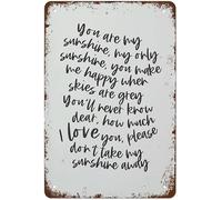 Geroclonup Funny Metal Sign You Are My Sunshine Metal Tin Sign Lyrics Print Song Print Rhyme Song Print Bedroom Wall Art Playroom Print Boho Style Retro Metal Sign -30x40cm