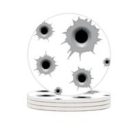 Geroclonup Funny Shooting Coasters with Holder, 4Pcs Ceramic Drink Coaster