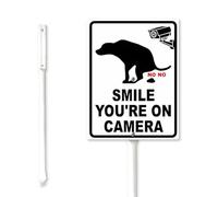 Geroclonup Funny Smile You're On Camera Yard Sign with Stake No Dog Poop Signs 17.5x22cm Sturdy Aluminum Yard Sign Fade Resistant Lawn Decoration for Lawn Garden Outdoor Use