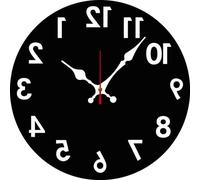 Geroclonup Funny Wall Clock Backwards Reverse Wall Clock Battery Operated Non Ticking Silent Quartz Analog 25cm Wooden Farmhouse Round Clock Modern Decor for Home Office Gift Idea