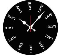 Geroclonup Funny Wall Clock The Time is Late Wall Clock Battery Operated Non Ticking Silent Quartz Analog 25cm Wooden Farmhouse Round Clock Modern Decor for Home Office Gift Idea