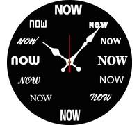 Geroclonup Funny Wall Clock The Time is Now Wall Clock Battery Operated Non Ticking Silent Quartz Analog 25cm Wooden Farmhouse Round Clock Modern Decor for Home Office Gift Idea