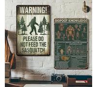 Geroclonup Funny Warning Metal Signs Bigfoot Gifts for Men, Bigfoot Yard Decor 2Pcs Tin Signs Vintage Man Cave Garage Yard Garden Wall Decor, Sasquatch Bigfoot Ornament Bigfoot Sasquatch 30x40cm