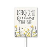 Geroclonup Garden Signs Pardon The Weeds Sign with Stake Outdoor Aluminum Yard Sign Rustproof Aluminum Metal Sign Fade Resistant Lawn Decoration for Outdoor 4.6x6inch