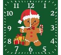Geroclonup Gingerbread Man Wall Clock 25cm Silent Non-Ticking Battery Operated Square Clock Christmas Wooden Clocks Farmhouse Wall Decor Quiet Desk Clocks for Living Room Kitchen Bedroom Holiday