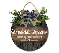 Geroclonup Grandkids Welcome Parents By Appointment Only Sign for Front Door Home Decor Gift For Grandparents, Home Wall Decor Funny Wall Sign Gifts For GrandMa 28cm
