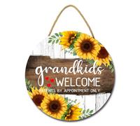 Geroclonup Grandkids Welcome Parents By Appointment Only Sign for Front Door Sunflower Door Sign Funny Welcome Hanging Sign Housewarming for Grandma Grandparent 28cm