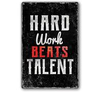 Geroclonup Gym Sign Gym Metal Tin Signs Gym Poster Hard Work Beats Talent Sign Gym Inspirational Quotes Wall Art Gym Motivation Motivational Tin Sign Vintage Fitness Tin Sign 20x30cm