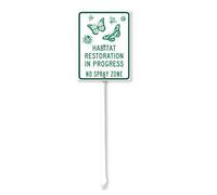 Geroclonup Habitat Restoration In Progress No Spray Zone Yard Sign with Stake 17.5x22cm Sturdy Aluminum Sign for Yard Garden Lawn Outdoor