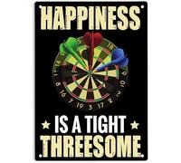 Geroclonup Happiness Is a Tight Threesome Darts Sign Metal Aluminum Sign Darts Poster for Home Office Restaurants Bedroom Cafes Bars Pub Man Cave Wall Decor Plaque Sign 30x40cm
