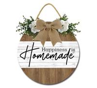 Geroclonup Happiness is Homemade Sign Kitchen Sign Farmhouse Kitchen Wall Decor Wooden Round Rustic Kitchen Door Sign for Home Bar Cafe Decor Dining Room Decoration 11inch