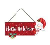 Geroclonup Hello Winter Door Sign Winter Snowman Wooden Hanging Sign Welcome Xmas Wall Decor Rustic Winter Wreath for Holiday Indoor Outdoor Home Decor 13x30cm