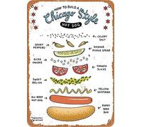 Geroclonup How to Build A Chicago Style Sign Hot Dog Sign Vintage Metal Tin Sign for Cafe Bar Bar Home Kitchen Drink Shop Store Signs Tin Sign 30x40cm