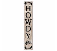 Geroclonup Howdy Y'all Sign for Front Door Porch - 20x120cm Vertical Wooden Outdoor and Indoor Welcome Home Decor Sign Wall Decorations