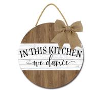 Geroclonup In This Kitchen We Dance Sign Rustic Kitchen Wood Sign Decorations Farmhouse Kitchen Decor Kitchen Wall Decor for Home Living Room Bar Decor 28cm