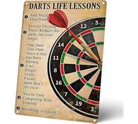 Geroclonup Inspirational Darts Life Lessons Metal Signs Vintage Decor Poster Aluminum Signs for Game Room Home Wall Art for Dart Players Enthusiasts 30x40cm