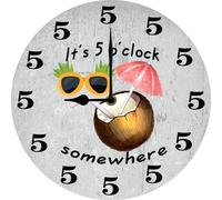 Geroclonup It's 5 O Clock Somewhere Wall Clock Funny Wall Clocks for Man Cave Bar Pub Garage, Gift for Man Husband Dad, Retire Gift, Summer Party Decor, 25x25 CM Silent Non Ticking Battery Operated