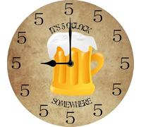 Geroclonup Its Five O'clock Somewhere Clock Funny Gift for Men, Husband, Dad, Son, Birthday, Valentine Day, Beer Clock for Man Cave Garage 25x25 CM Silent Wall Clock Non Ticking Battery Operated
